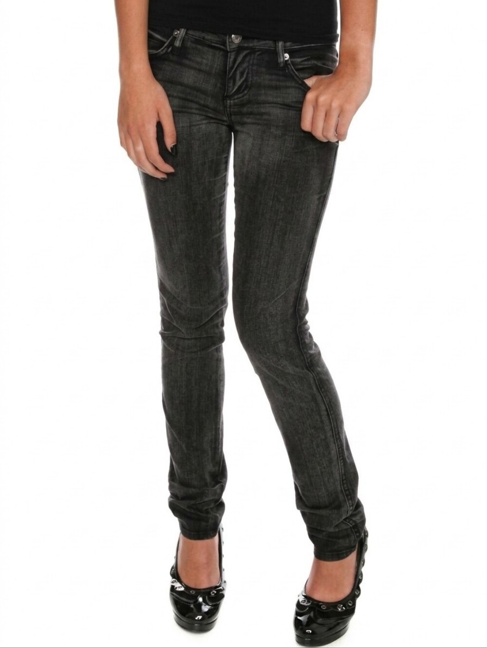 Tripp Grey Black Overdye Viper Fit Skinny Pants by Daang Goodman Size 0